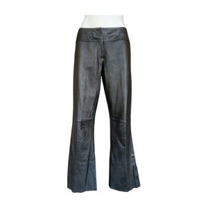 Vintage CACHE Y2K Mid-Rise Lambskin Butter Soft Leather Flare Pants Size 10